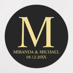 Zwart-goudlegant monogram Weddenschap Labels