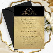 Zwart-goudlegant rond plechtig monogram kaart