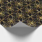 Zwart & goudlethisch geometrisch patroon cadeaupapier (Hoek)