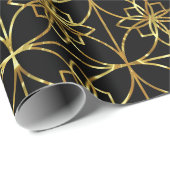 Zwart & goudlethisch geometrisch patroon cadeaupapier (Rol Hoek)