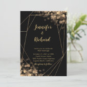 Zwart & goudLijst met uitnodiging voor Bokeh-lampj (Staand voorkant)