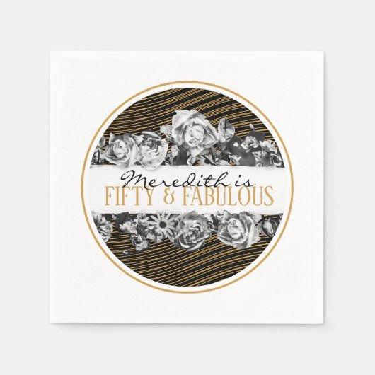 Zwart-goudluxe, speciaal aangepast 50 en geweldig servet (Voorkant)