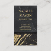 zwart goudmarmer | Gegraveerd monogram | Lei Grijs Visitekaartje (Achterkant)