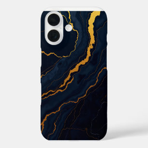 Zwart goudmarmer gemspireerde telefoonhoes iPhone 16 hoesje