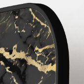 Zwart & goudmarmer, Gold Bar, naam en monogram Pickleball Paddle (Links Detail)