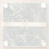 Zwart-goudmarmer, goudbalk, DIY-naam en monogram Glazen Onderzetter (Achterkant)