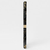 Zwart-goudmarmer, goudbalk, DIY-naam en monogram iPhone Hoesje (Rechterkant)