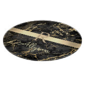 Zwart-goudmarmer, goudbalk, DIY-naam en monogram Snijplank (Hoek)