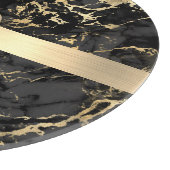 Zwart-goudmarmer, goudbalk, DIY-naam en monogram Snijplank (Hoek)