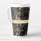 Zwart/goudmarmer, goudstaven, Y-naam/Monogram Vs 2 Latte Mok (Linkerhoek)