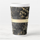 Zwart/goudmarmer, goudstaven, Y-naam/Monogram Vs 2 Latte Mok (Voorkant)