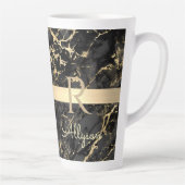 Zwart/goudmarmer, goudstaven, Y-naam/Monogram Vs 2 Latte Mok (Rechts)