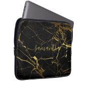 Zwart goudmarmer laptop sleeve (Voorkant Rechts)