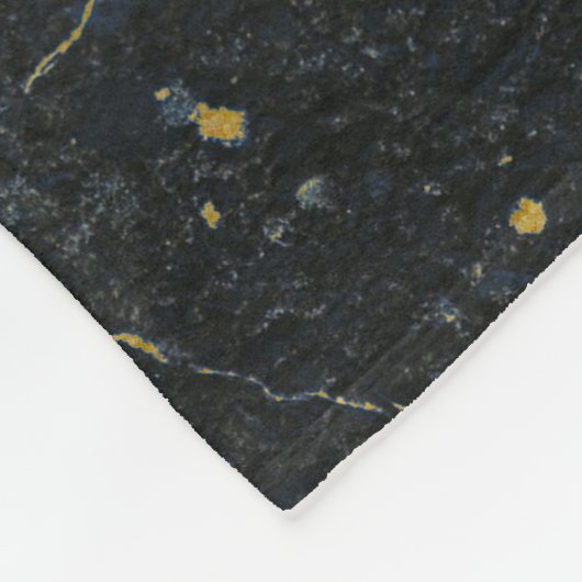 Zwart goudmarmer met drie Letter-monogram Art Deco Fleece Deken (Hoek)