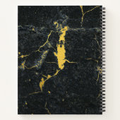Zwart goudmarmer met drie Letter-monogram Art Deco Notitieboek (Achterkant)