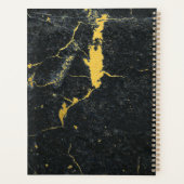 Zwart goudmarmer met drie Letter-monogram Art Deco Planner (Achterkant)