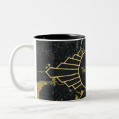 Zwart goudmarmer met drie Letter-monogram Art Deco Tweekleurige Koffiemok (Links)