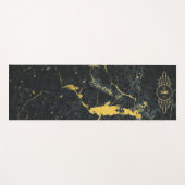 Zwart goudmarmer met drie Letter-monogram Art Deco Yogamat (Voorkant (horizontaal))
