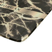 Zwart-goudmarmer, naam op goudband snijplank (Hoek)