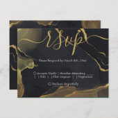 zwart & goudmarmer RSVP-Briefkaart Briefkaart (Voorkant / Achterkant)