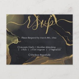 zwart & goudmarmer RSVP-Briefkaart Briefkaart