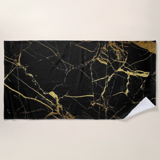 Zwart-goudmarmer Strandlaken (Voorkant)