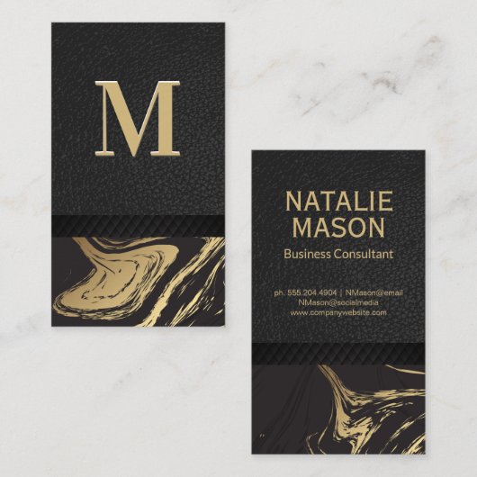 Zwart goudmarmer visitekaartje (Voorkant / Achterkant)