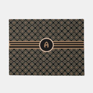 Zwart & goudmodern Klassiek monogram patroon Deurmat