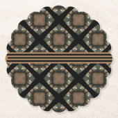 Zwart & goudmodern Klassiek monogram patroon Kartonnen Onderzetters (Voorkant)