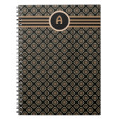 Zwart & goudmodern Klassiek monogram patroon Notitieboek (Voorkant)