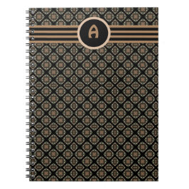 Zwart & goudmodern Klassiek monogram patroon Notitieboek