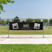 Zwart + goudmodern script multi-fotoreafstuderen spandoek (Insitu)