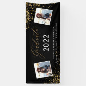 Zwart + goudmodern script multi-fotoreafstuderen spandoek (Verticaal)