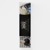 Zwart + goudmodern script multi-fotoreafstuderen spandoek (Verticaal)