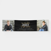 Zwart + goudmodern script multi-fotoreafstuderen spandoek (Horizontaal)