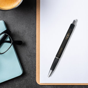 Zwart goudmonogram, aangepast naamscript pen