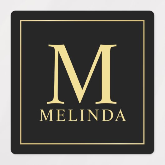 Zwart-goudmonogram Elegant-etiketten Labels (Design 1)