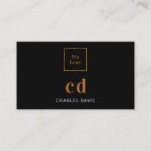 Zwart goudmonogram foto Qr code logo Visitekaartje (Voorkant)