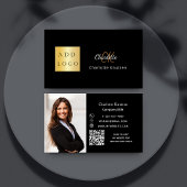Zwart goudmonogram foto Qr code logo Visitekaartje