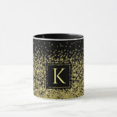 Zwart-goudmonogram Glitter Elegant Koffie Mok (Midden)