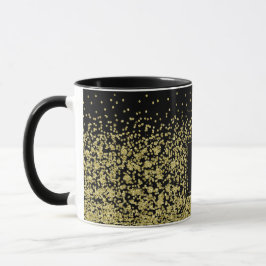 Zwart-goudmonogram Glitter Elegant Koffie Mok