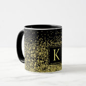 Zwart-goudmonogram Glitter Elegant Koffie Mok (Voorkant links)