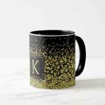 Zwart-goudmonogram Glitter Elegant Koffie