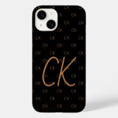 Zwart goudmonogram initiaal, elegant Case-Mate iPhone case (Achterkant)