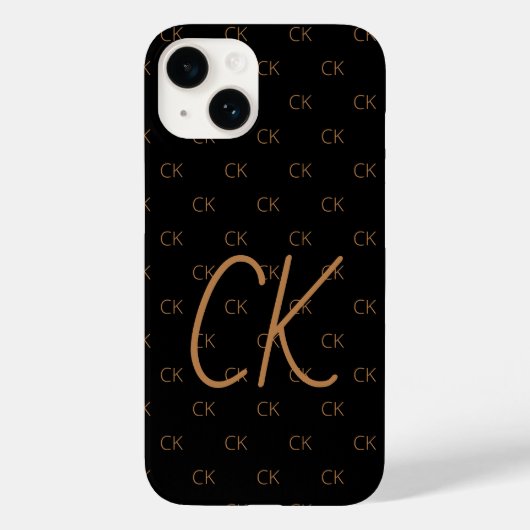 Zwart goudmonogram initiaal, elegant Case-Mate iPhone case (Achterkant)