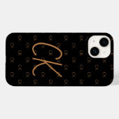 Zwart goudmonogram initiaal, elegant Case-Mate iPhone case (Achterkant (horizontaal))