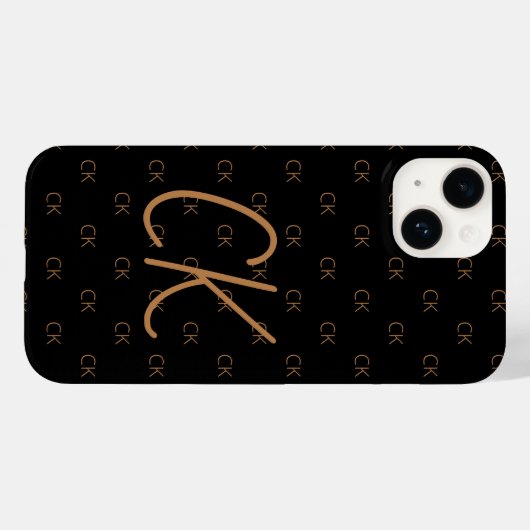 Zwart goudmonogram initiaal, elegant Case-Mate iPhone case (Achterkant (horizontaal))