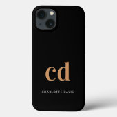 Zwart goudmonogram initiaal modern elegant Case-Mate iPhone case (Achterkant)