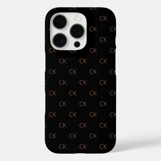 Zwart goudmonogram initiaal modern minimalistisch Case-Mate iPhone case (Achterkant)