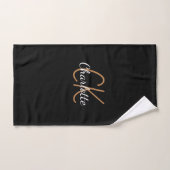 Zwart goudmonogram initiaal naam script elegant bad handdoek (Handdoek)